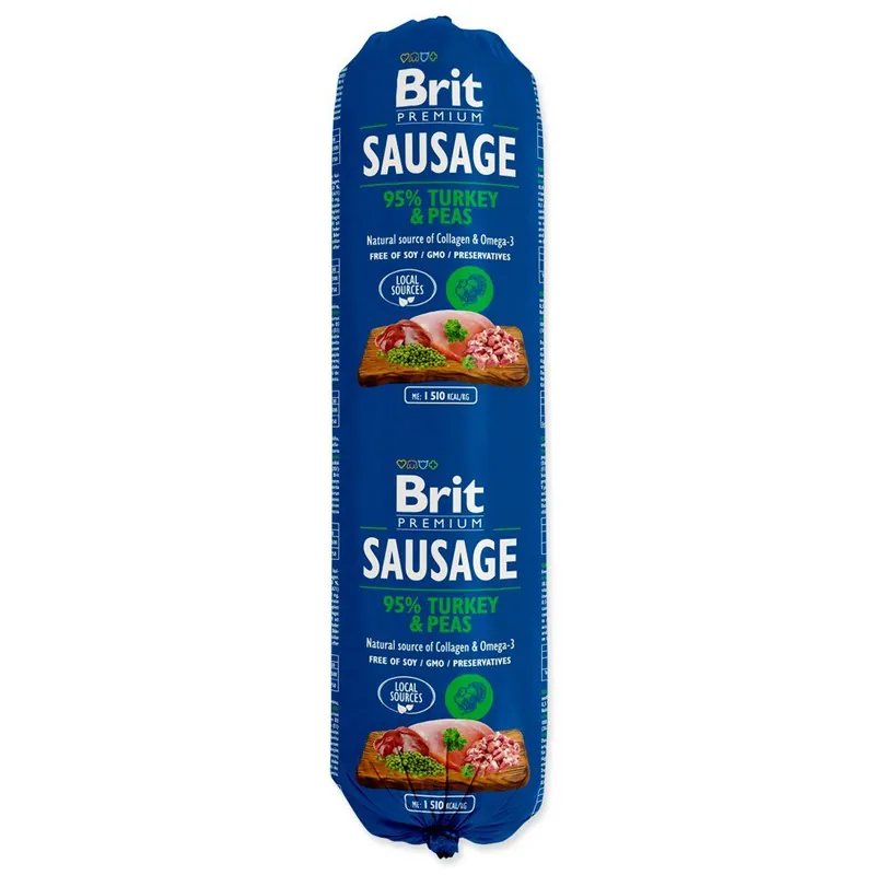 Salám BRIT Premium Dog Sausage Turkey & Peas (800g) Akce