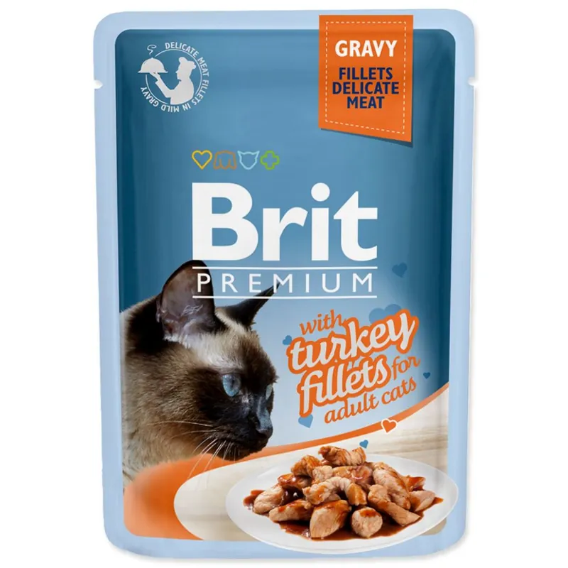 Pouze Dnes Kapsička BRIT Premium Cat Delicate Fillets in Gravy with Turkey (85g)