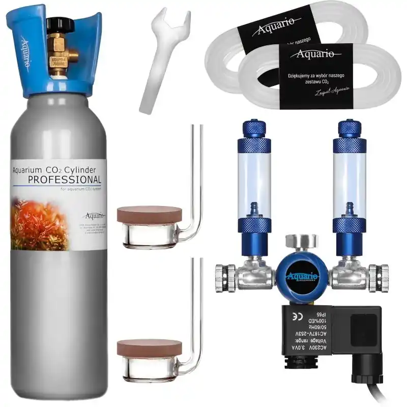 Ihned K Objednání Aquario CO2 set DUO s nočním vypínáním s láhví 2 litry + příslušenství zdarma