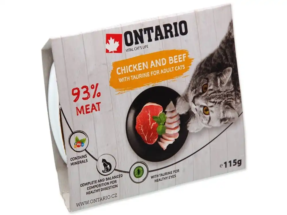 Vanička Ontario kuře s hovězím a taurinem 115g Speciální Cena