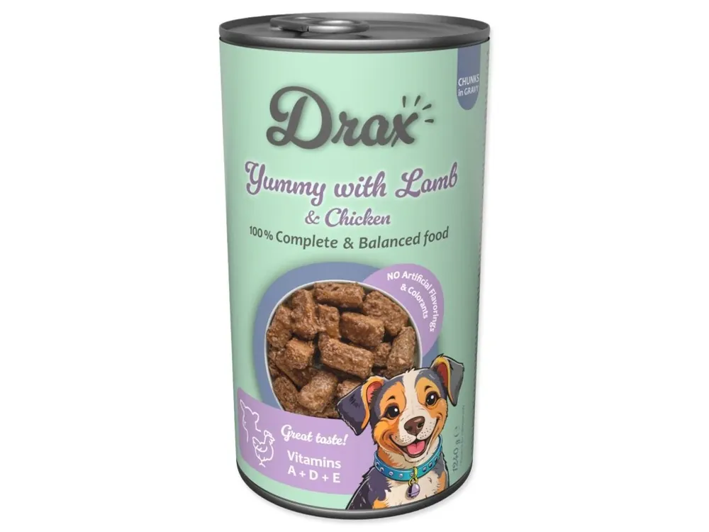Konzerva Drax Adult s jehněčím a kuřecím 1240 g Akce