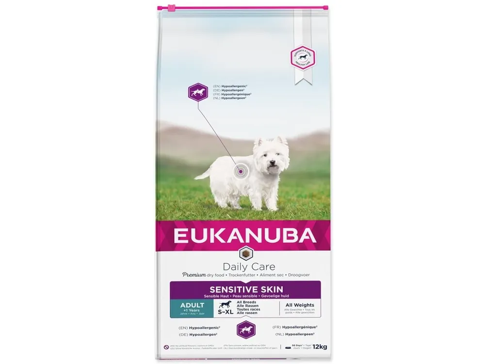 Jen Po Omezenou Doba Krmivo EUKANUBA Daily Care Sensitive Skin 12 kg