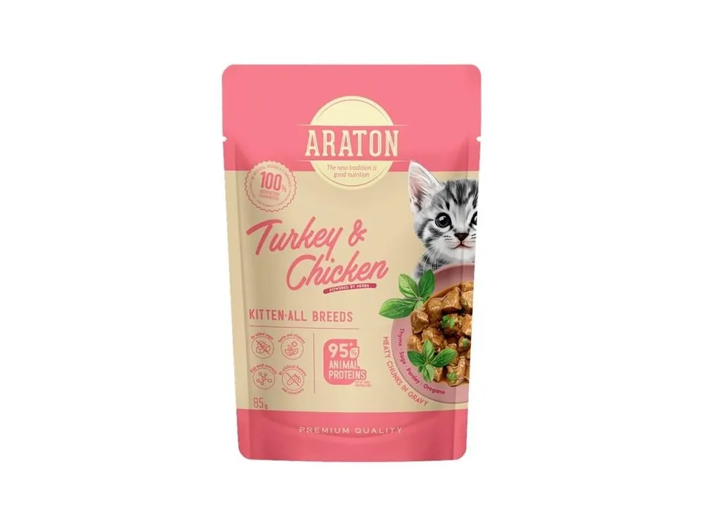 Araton Cat kapsička Kitten Turkey/Chicken 85 g Výhodná Nabídka