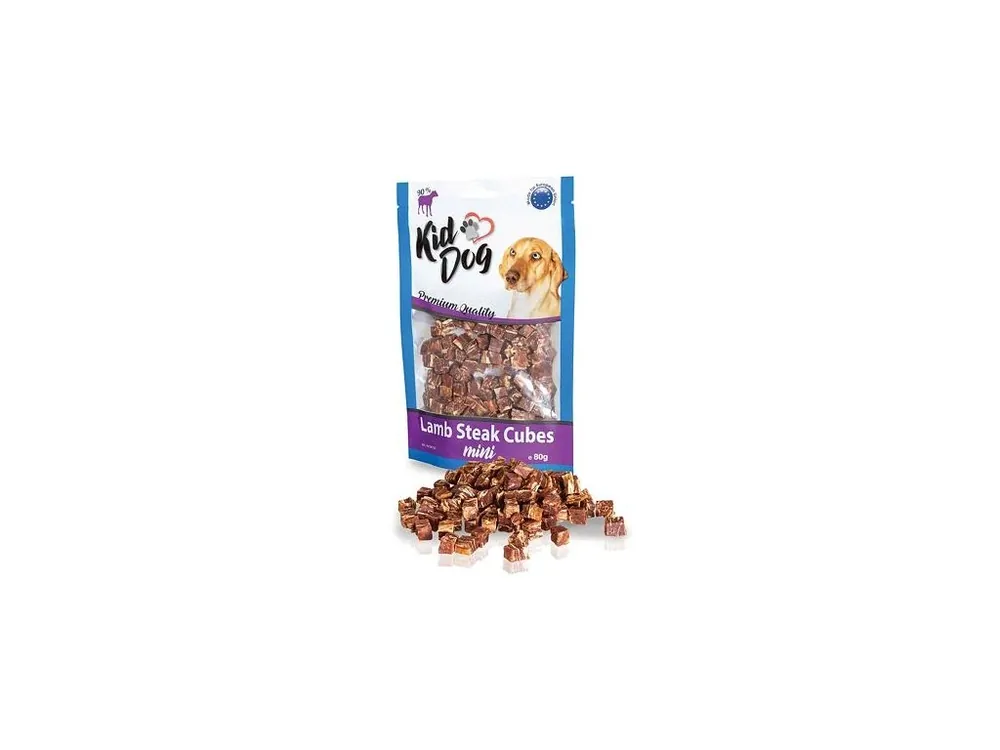 Nejprodávanější KIDDOG mini kostičky z jehněčího masíčka 80 g