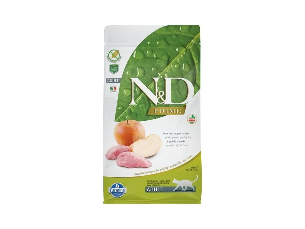 N&D PRIME Cat GF Wild Boar & Apple Adult 1,5 kg Výprodej