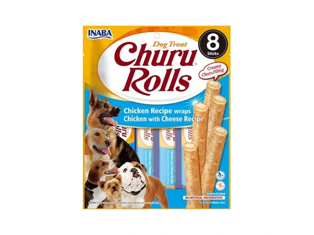 Inaba Churu Rolls dog snack kuře a sýr 8x12 g Nejprodávanější
