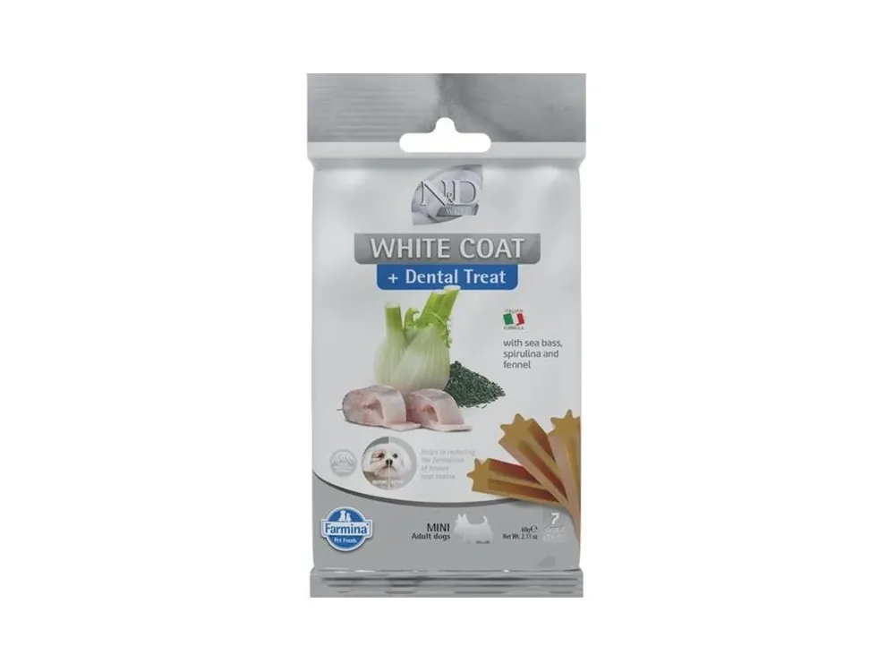 N&D WHITE Dog Dental Snack Sea Bass Mini 60 g Expresní Doručení