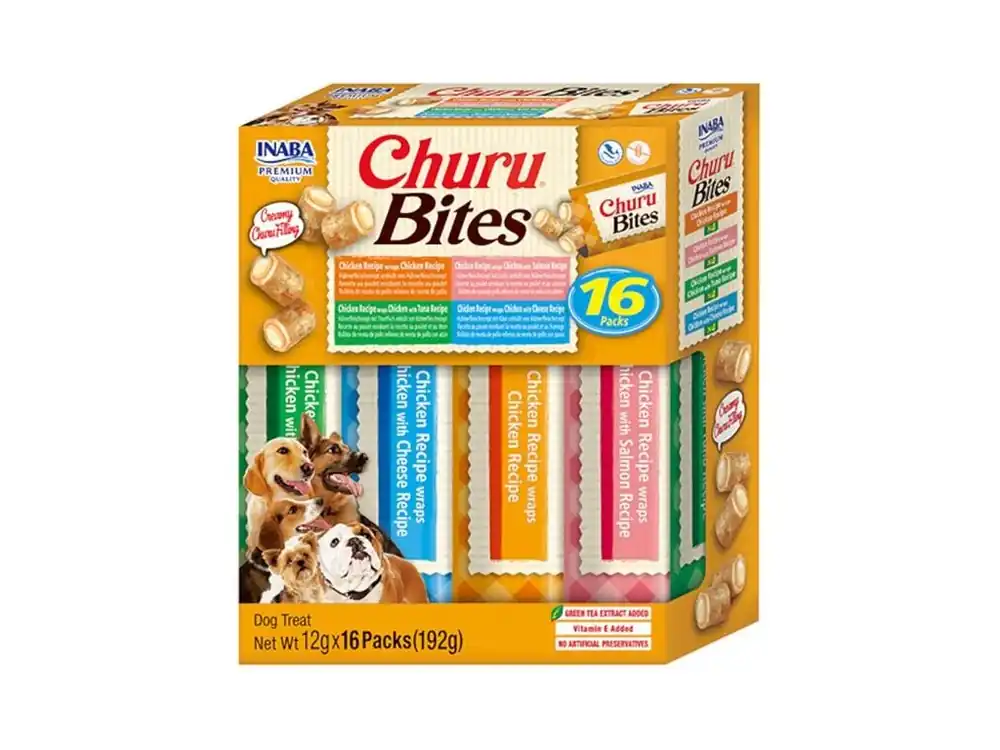 Sezónní Sleva Inaba Churu Bites dog snack multipack 16x 12g