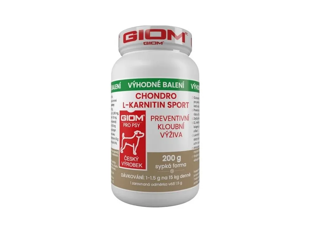 Giom S Chondro L-karnitin SPORT pro psy 200 g Autentický