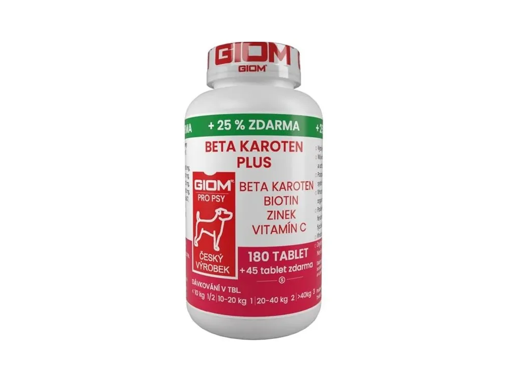 Giom S Beta-karoten Plus 180 tablet + 25 % zdarma Originální