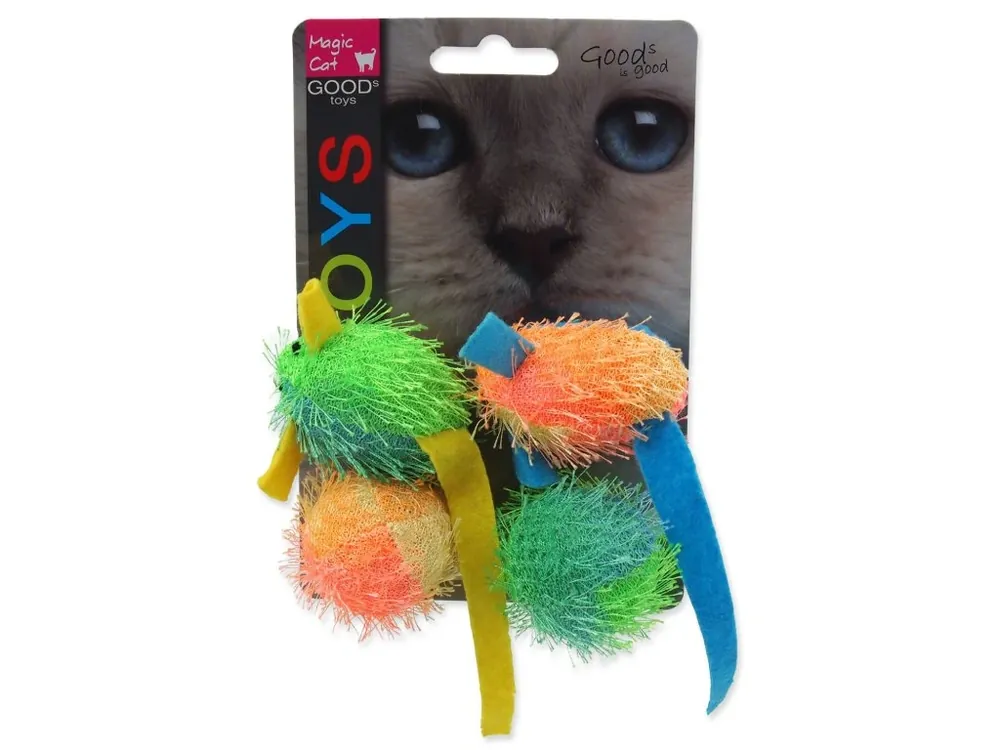 Originální Hračka Magic Cat myš a koule s catnip 5 cm (4 ks)