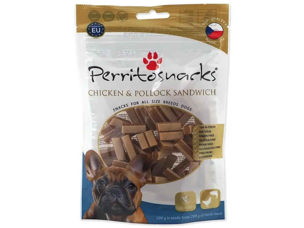 Pochoutka Perrito kuře a treska, sendvič 100 g Výhodná Nabídka