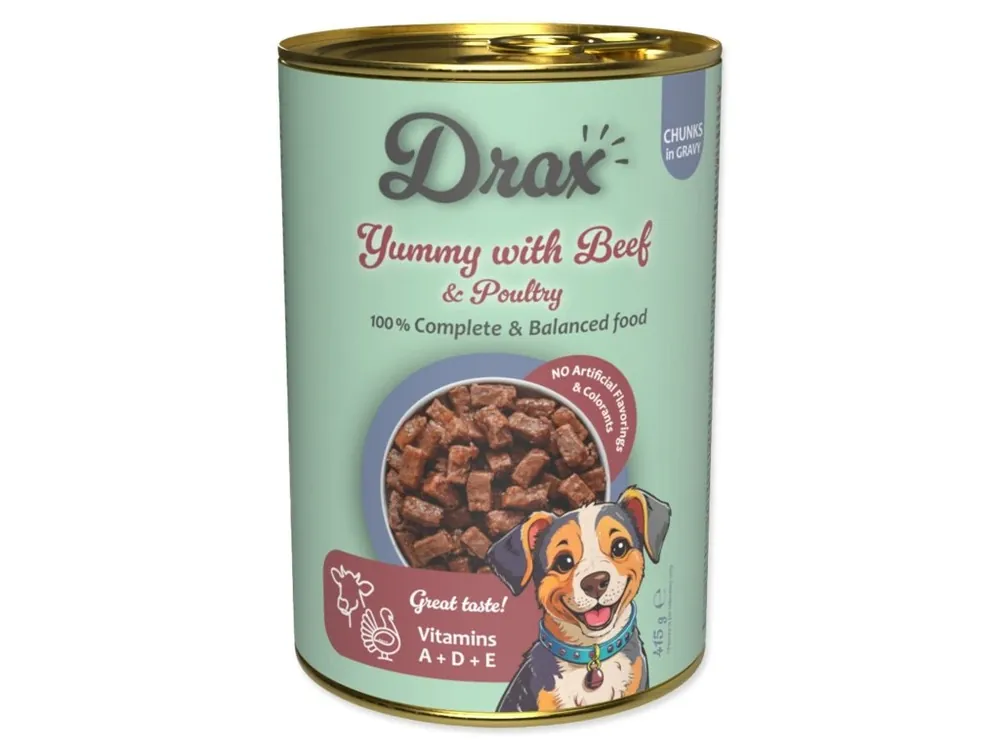 Výprodej Konzerva Drax Adult s hovězím a drůbežím 415 g