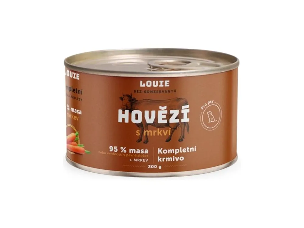 Vysoce Kvalitní Louie konzerva pro psy hovězí s mrkví 200 g
