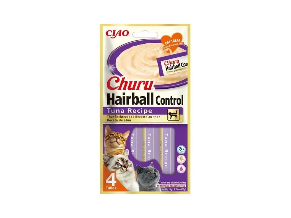 Inaba Churu cat snack Hairball tuňák 4x 14g Speciální Cena