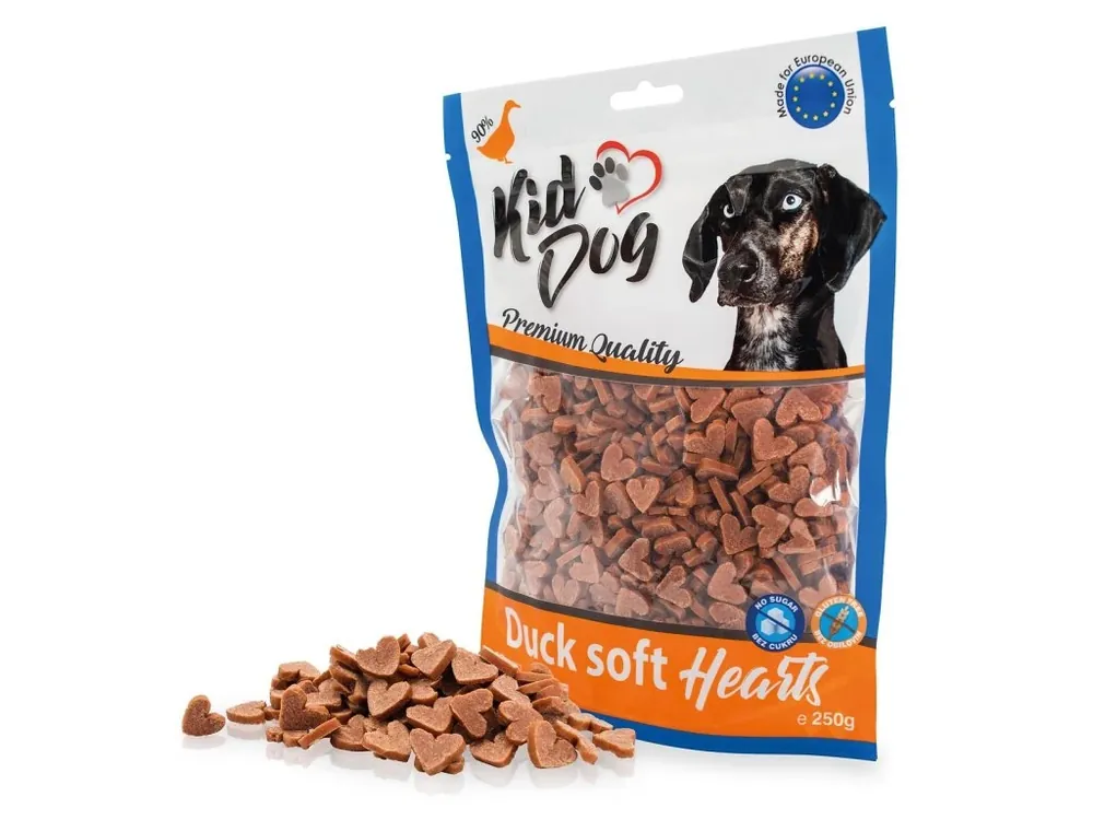 KIDDOG kachní srdíčka - tréninkové kousky 250 g Jen Po Omezenou Doba