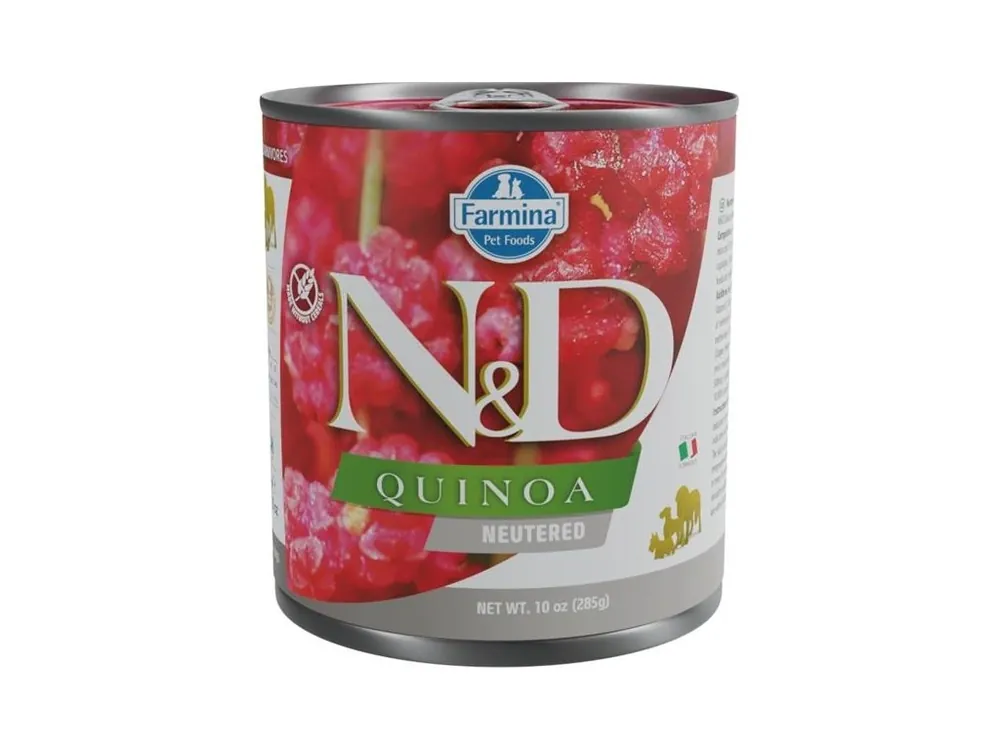 N&D QUINOA Dog konzerva Pork Neutered 285 g Nová Kolekce