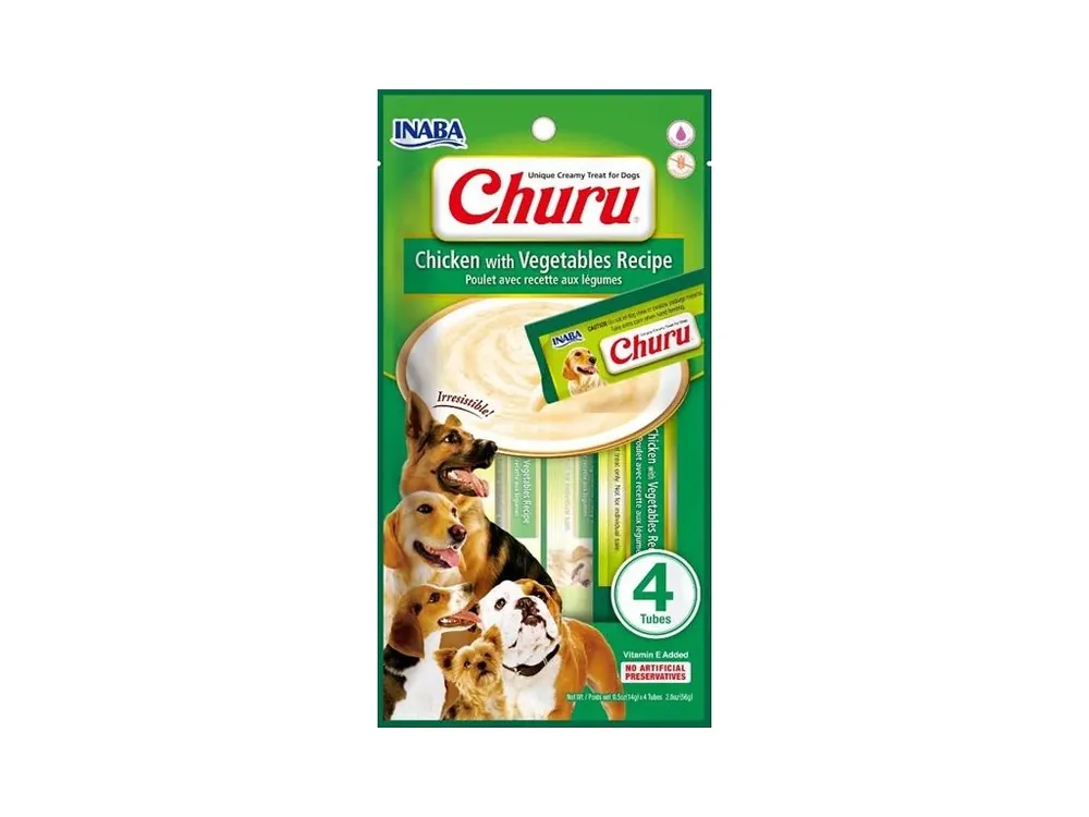 Cenově Výhodný Inaba Churu dog snack kuře a zelenina 4x14 g