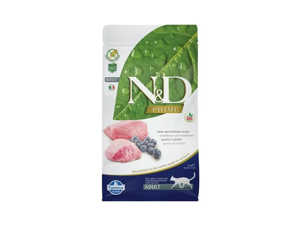 N&D PRIME Cat GF Lamb & Blueberry Adult 1,5 kg Pouze Dnes