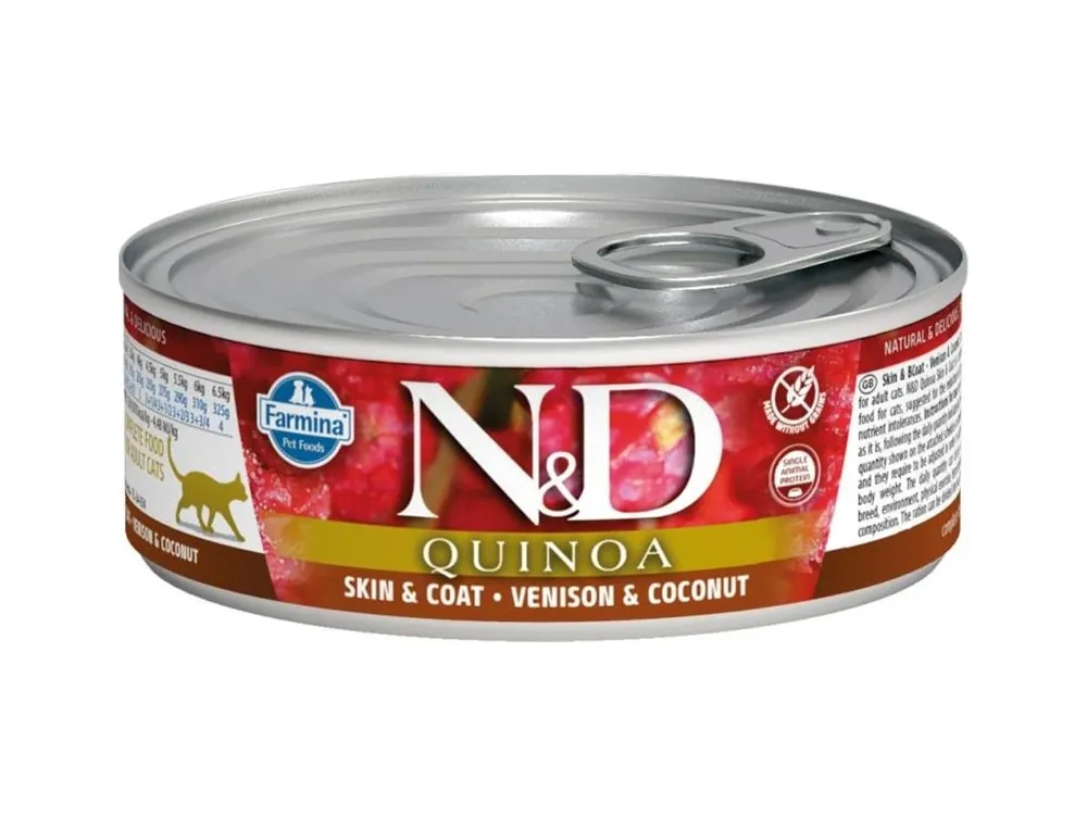Autentický N&D QUINOA Cat konzerva Venison & Coconut 80 g