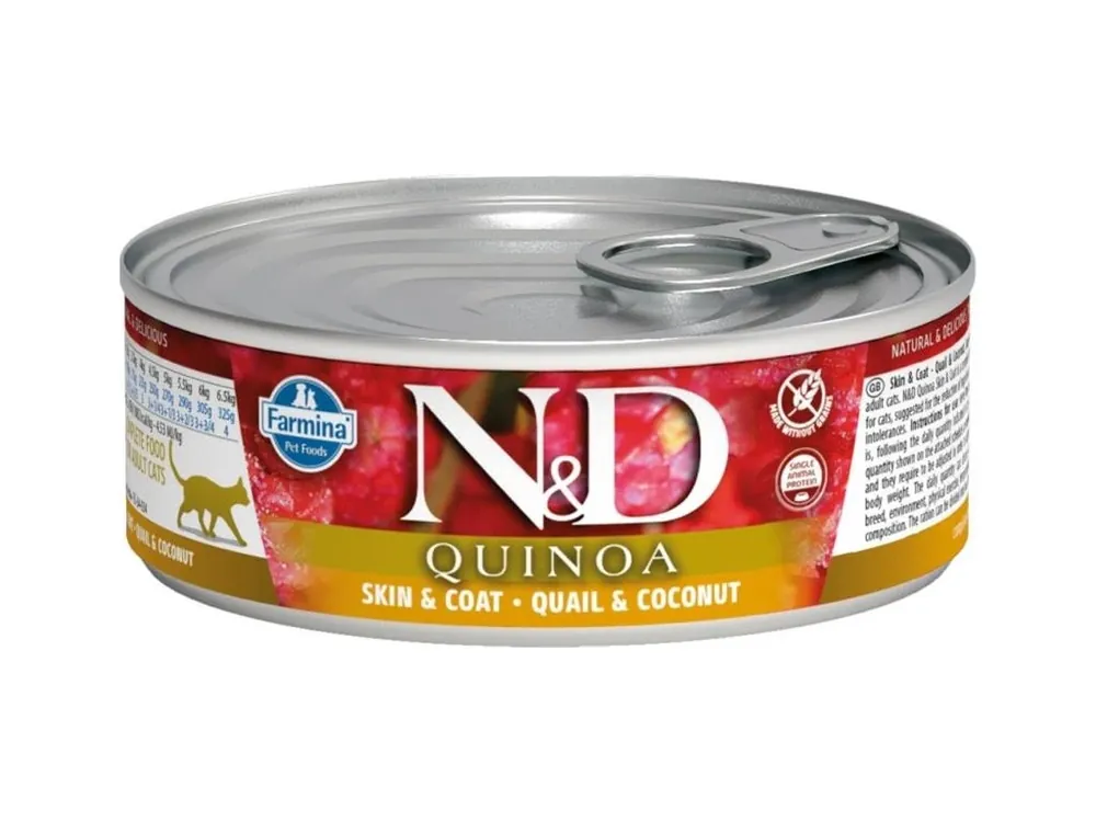 N&D QUINOA Cat konzerva Quail & Coconut 80 g Omezená Nabídka