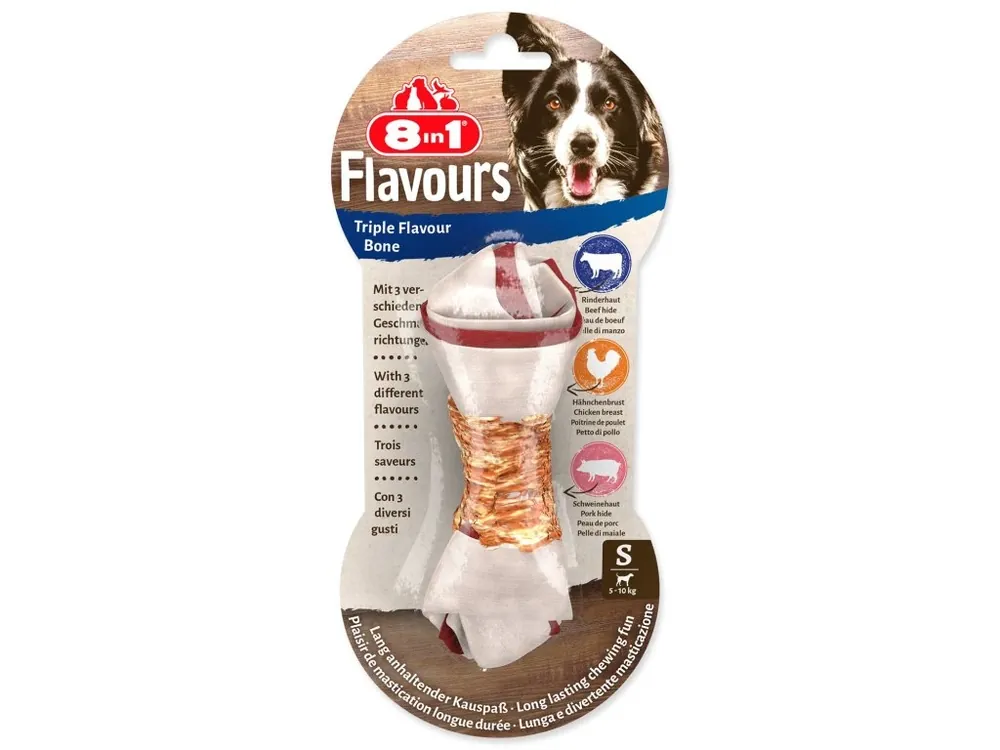 Pochoutka 8in1 Triple Flavour kost žvýkací S Expresní Doručení
