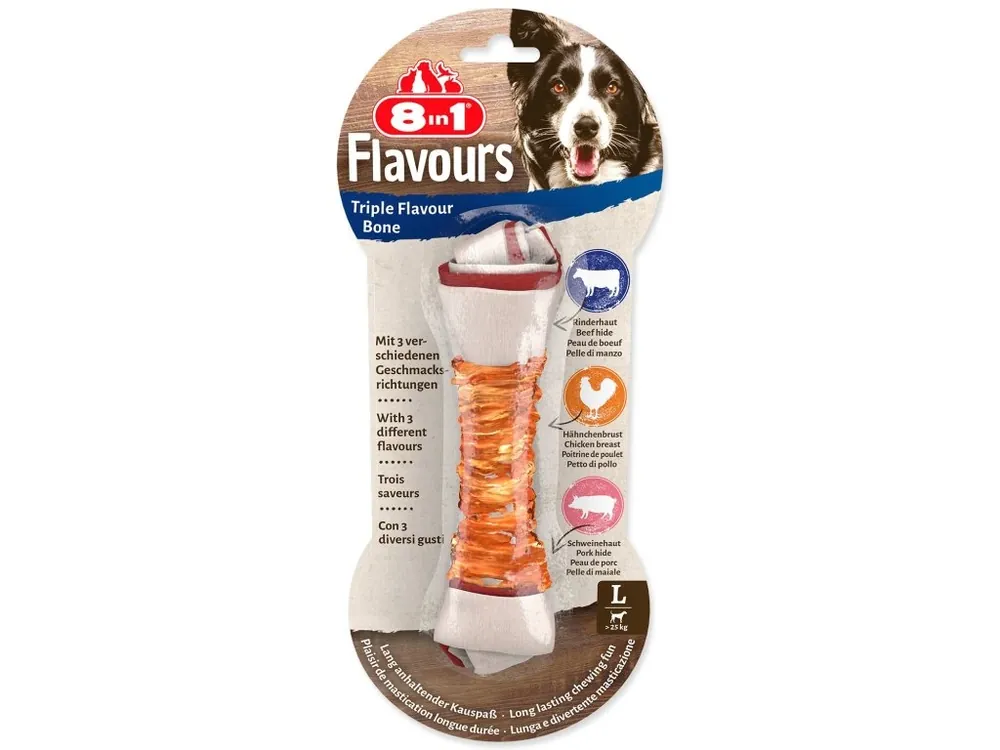 Cenová Bomba Pochoutka 8in1 Triple Flavour kost žvýkací L