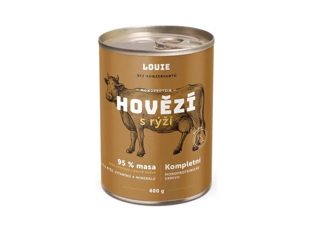 Louie konzerva pro psy hovězí s rýží 400 g Omezená Nabídka