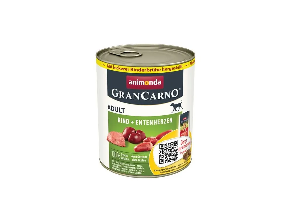 Finální Výprodej GRANCARNO Adult - hovězí, kachní srdce 800g