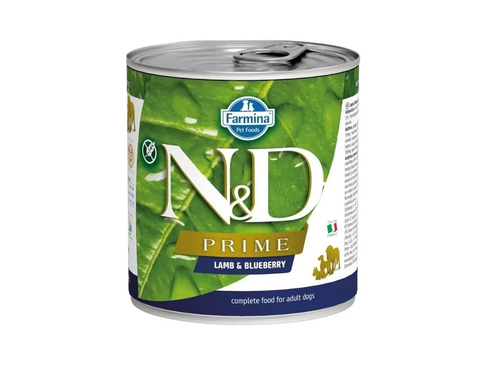 Levný N&D PRIME Dog konzerva Lamb & Blueberry 285 g