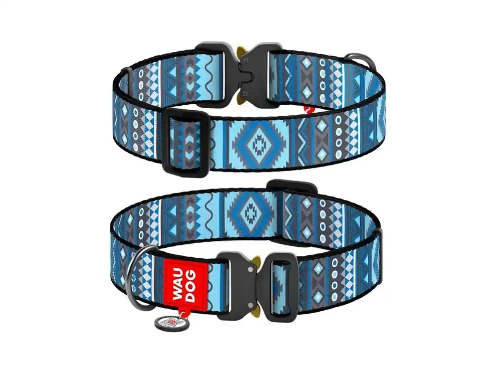 Obojek nylon 25 mm x 37-58 cm WAUDOG Etno modrý Časově Omezené