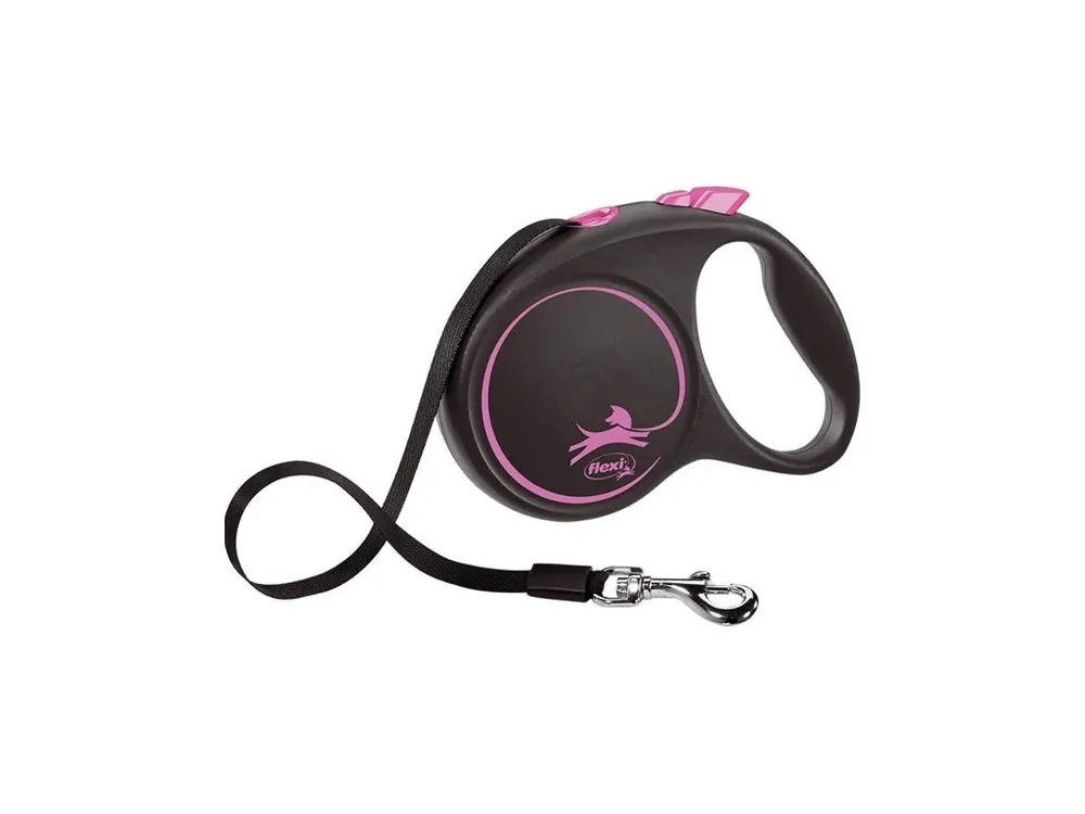 Flexi Black Design L pásek 5 m růžové 50 kg Vysoce Kvalitní