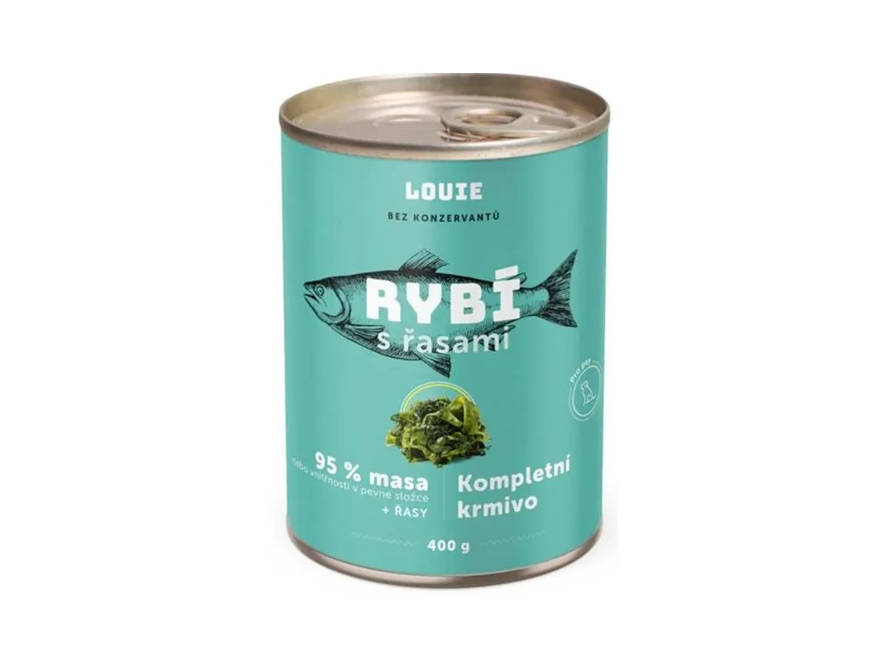 Louie konzerva pro psy rybí s řasami 400 g Značkový