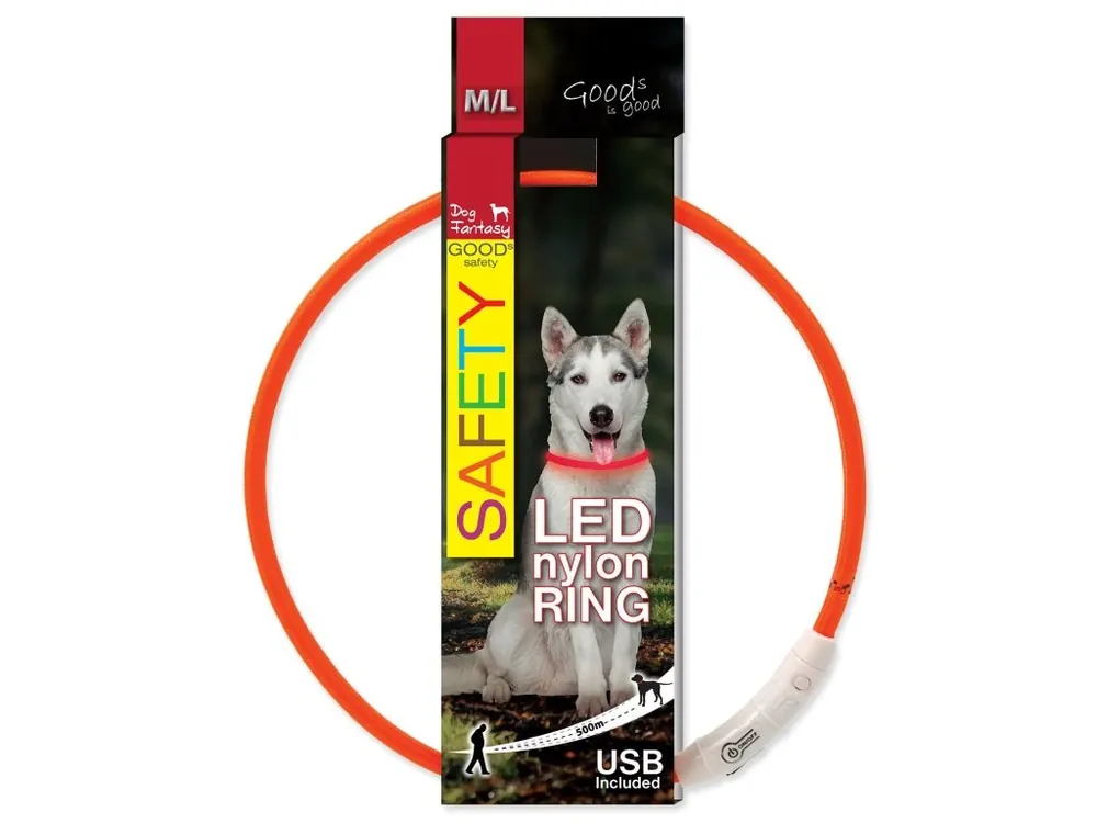 Obojek Dog Fantasy LED nylon oranžový 65 cm Must-Have