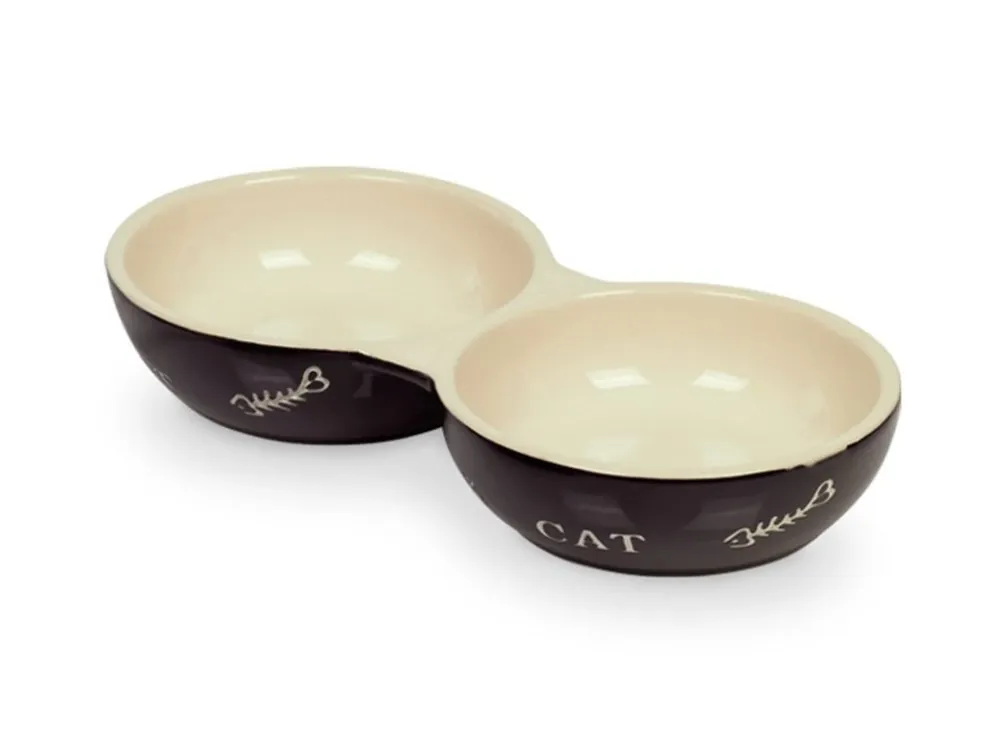 Nobby Cat keramická dvojmiska 22 cm černá Originální