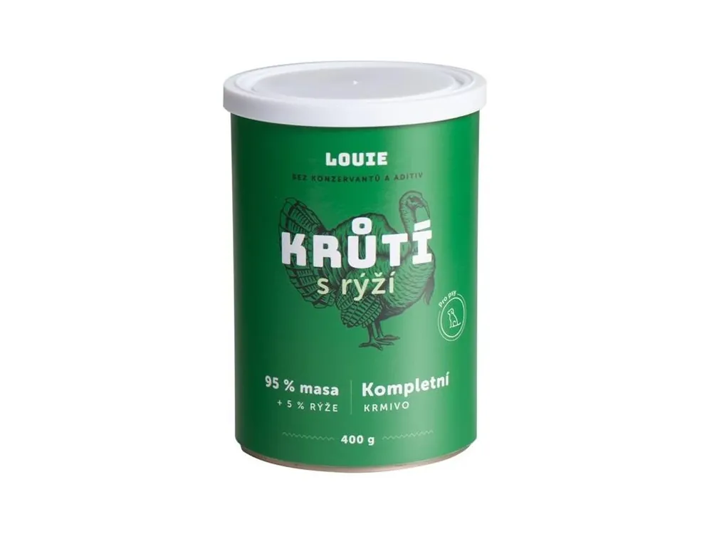 Odeslání Ihned Louie konzerva pro psy krůtí s rýží 400 g