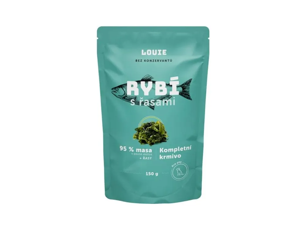 Louie kapsička pro psy rybí s řasami 150g Novinka