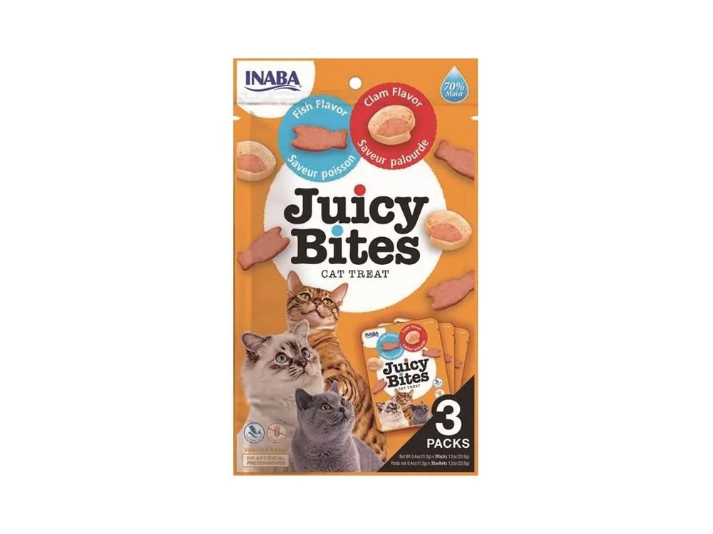 Autentický Inaba Juicy Bites cat snack ryba a škeble