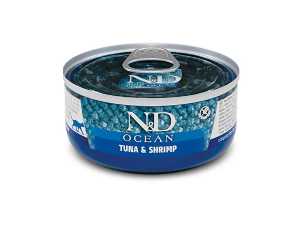 N&D OCEAN Cat konzerva Tuna & Shrimp 70 g Poslední Šance