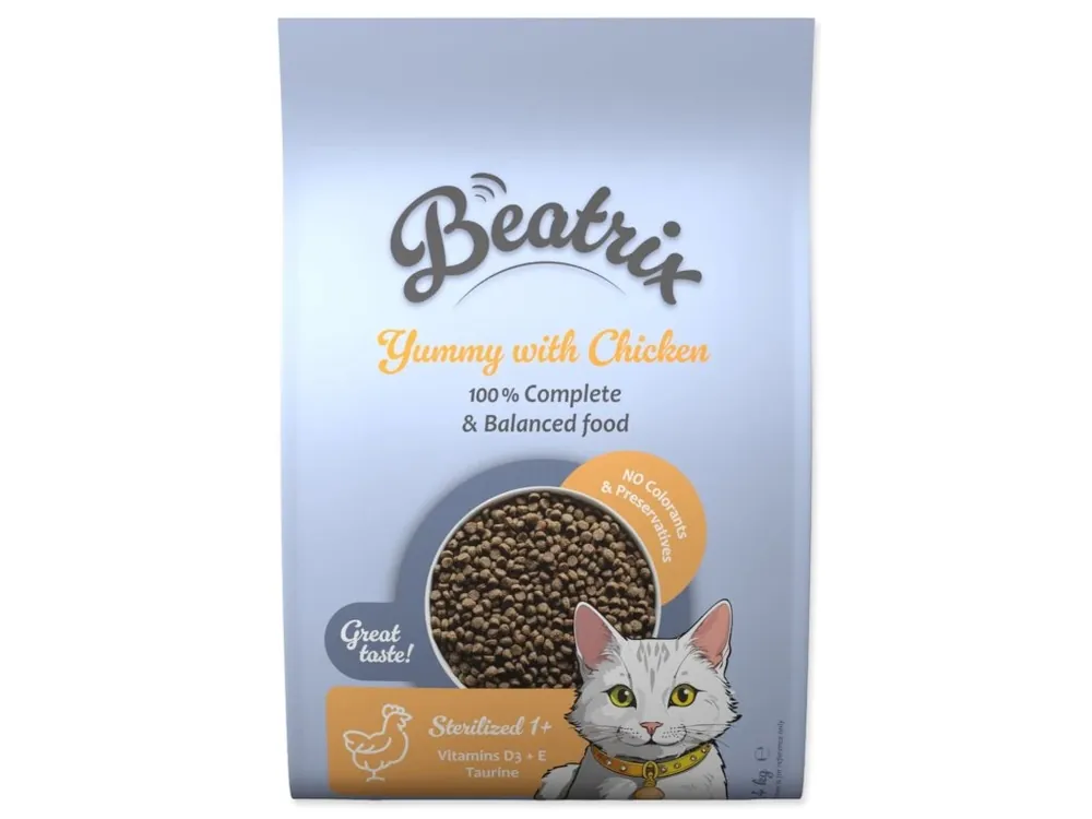 Sleva Krmivo Beatrix Sterilized s kuřecím 1,4kg