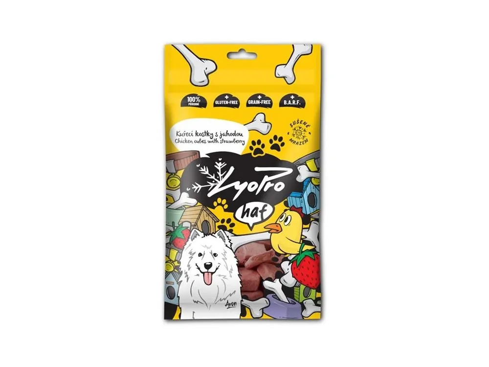 LyoPro Dog Kuřecí kostky s jahodou 50 g Zlevněný