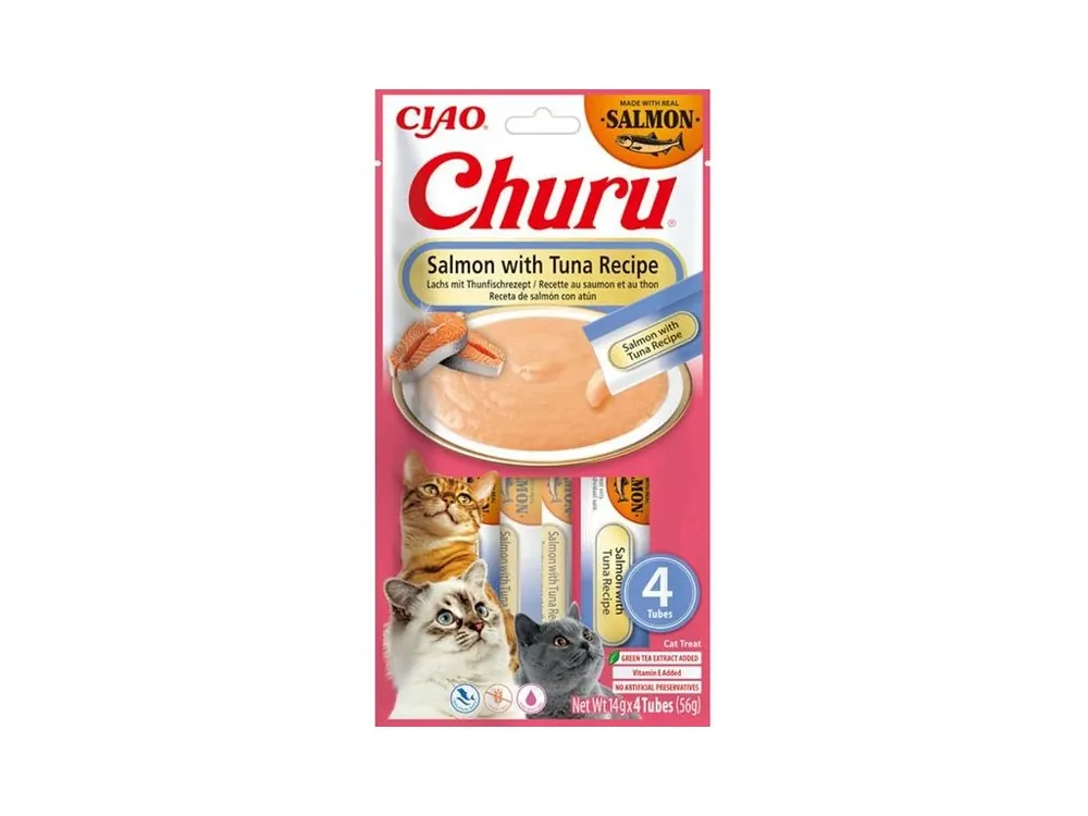 Výprodej Inaba Churu cat snack losos & tuňák 4x14 g