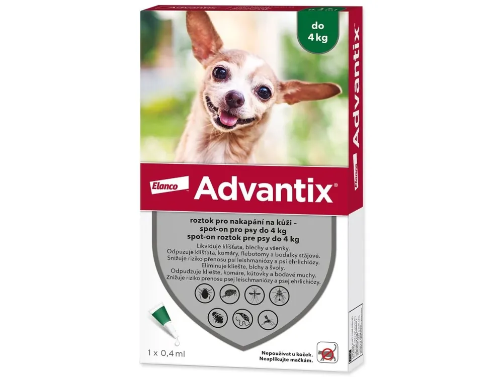 Pipeta Advantix Spot-on 1x0,4ml do 4 kg Přímo Od Výrobce