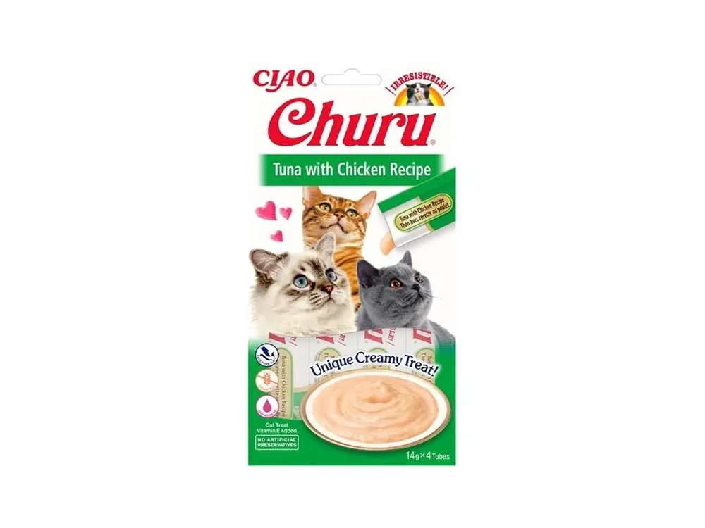 Autentický Inaba Churu cat snack Tuňák & Kuře 4x14 g