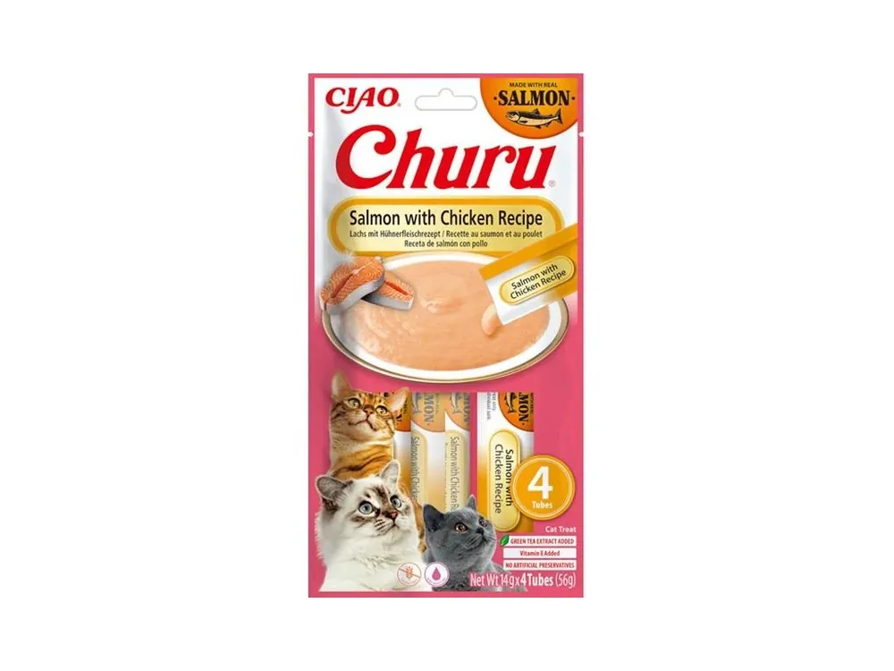 Inaba Churu cat snack losos & kuře 4x14 g Poslední Šance