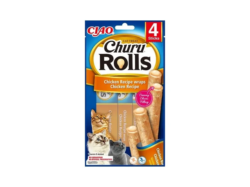 Inaba Churu Rolls cat snack kuře 4x10 g Finální Výprodej