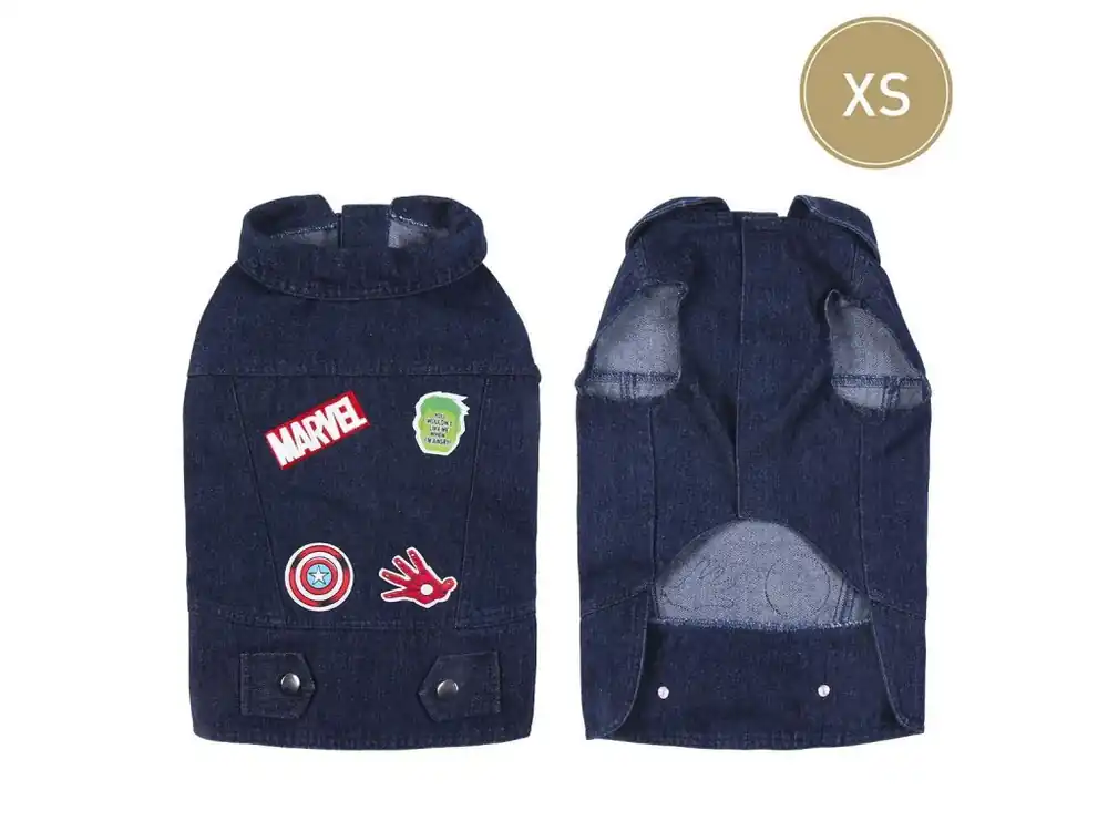 Zlevněný DŽÍNOVÝ OBLEČEK PRO PSA MARVEL (vel. XS)