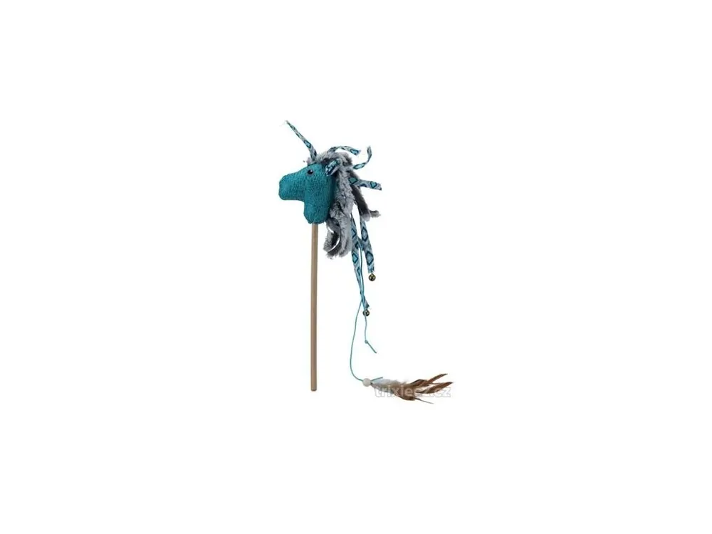 Plyšový kůň na tyčce, plyš/látka 37 cm Levný