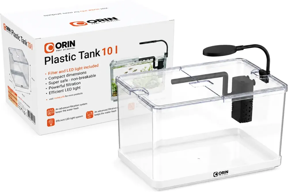 ORIN mini plastové akvárium 10l s LED osvětlením a vnitřní filtrací bílé Ověřený