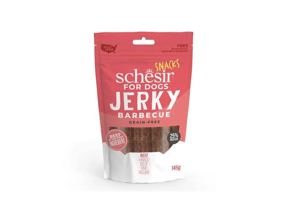 Značkový Schesir Dog Jerky Grain Free - BBQ Hovězí 145g